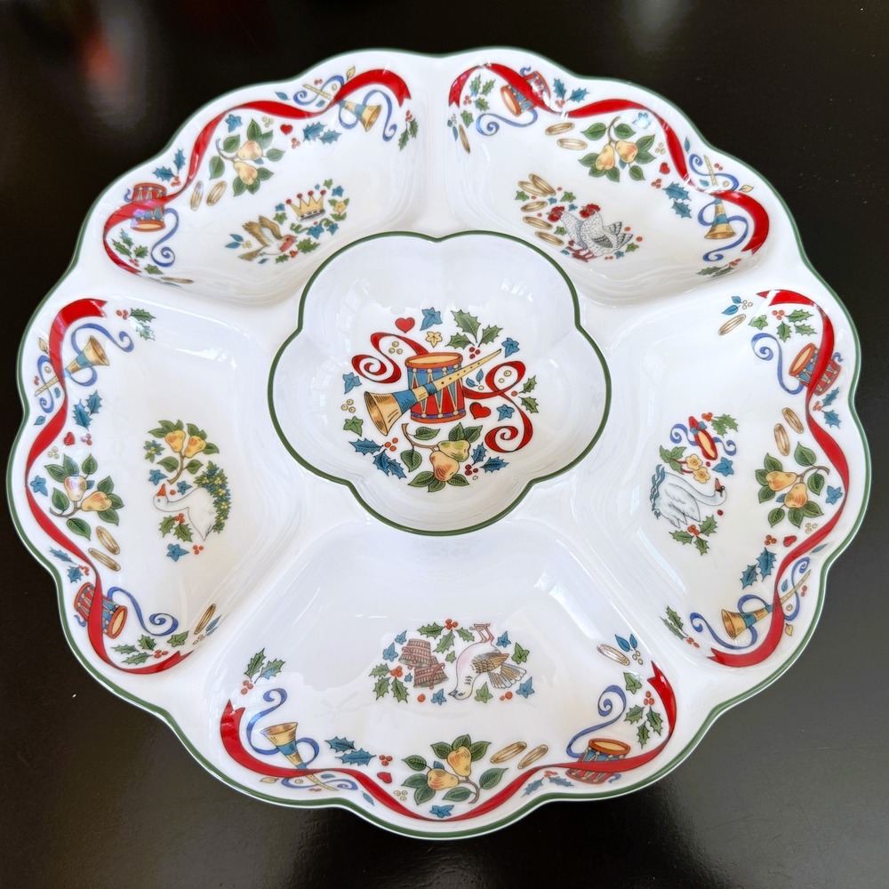 Royal Worcester 12 Days of Christmas Crudite Plate Platter 1 Piece 13.5" HTF